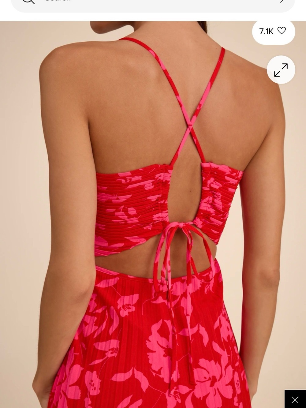 Lulu's Red & Pink Floral V-Neck Spaghetti Strap Maxi Dress NWT - Picture 3 of 7